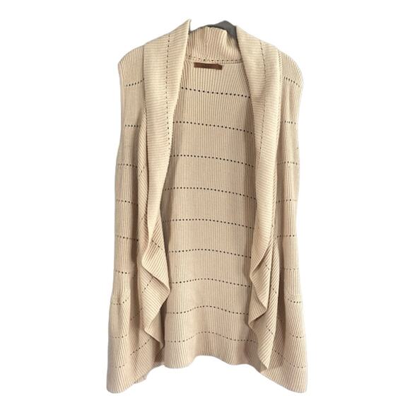 Belldini Beige Cardigan Cotton Knit Waterfall Draped Front Vest Women Sz M - Picture 1 of 7
